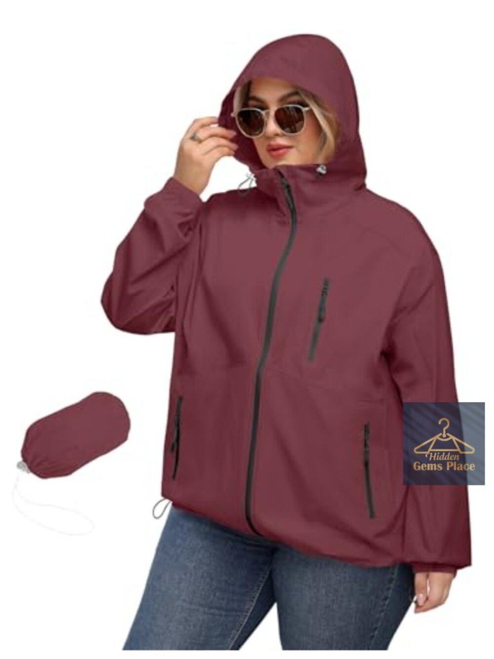 Plus Size Waterproof Rain Jacket with Hood Windbreaker Outdoor